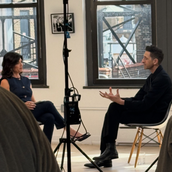 Adrien Brody chats with Tamsen Fadal at O&M.