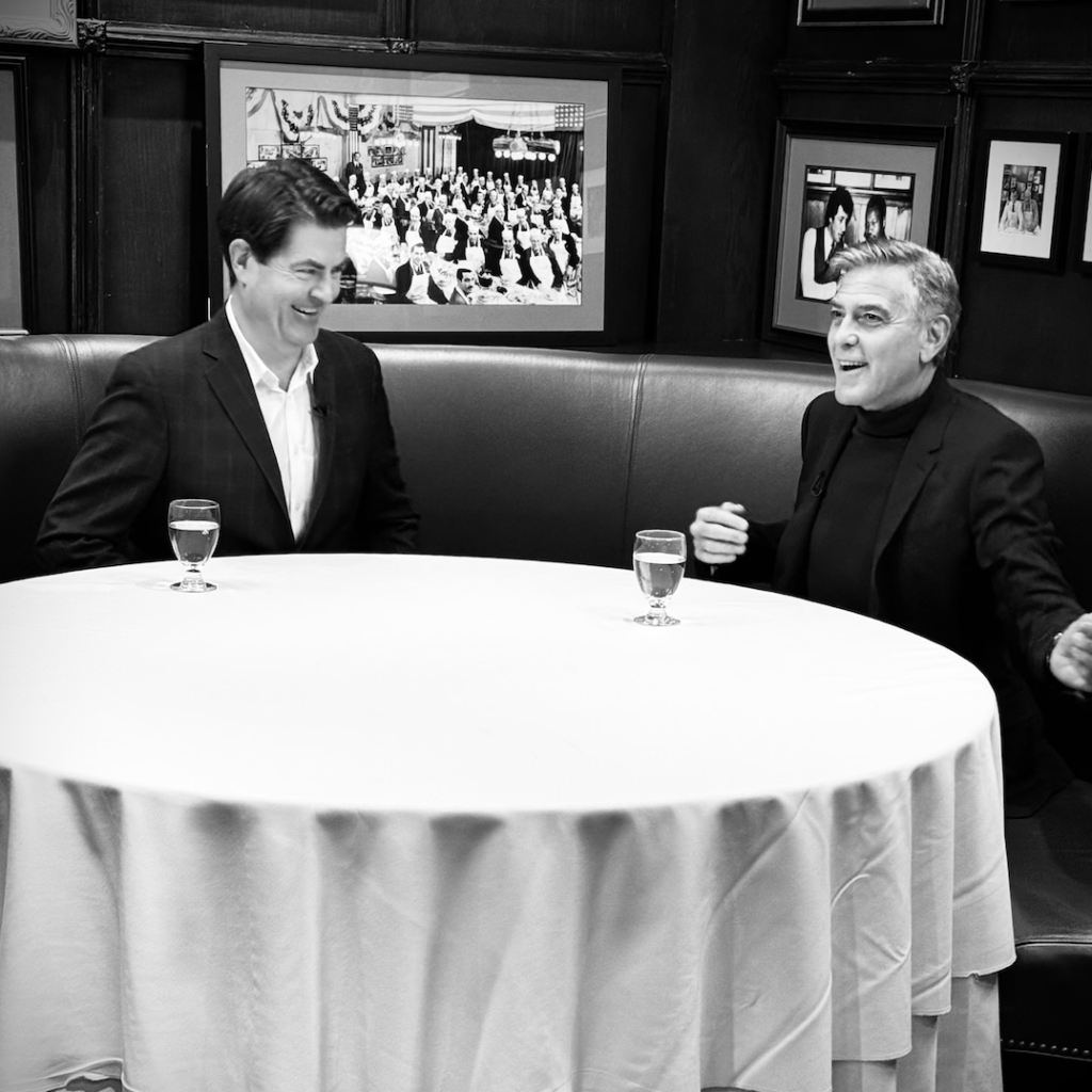 Mr. George Clooney and The Broadway Show’s Paul Wontorek at Gallaghers Steakhouse.