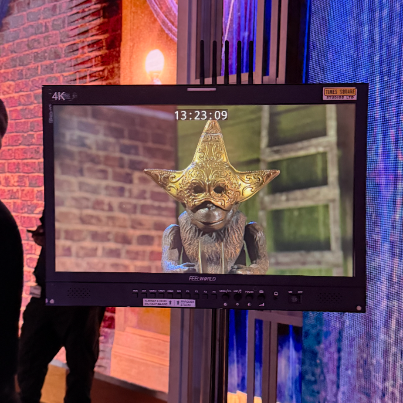 Attached, the figure of a monkey in Persian robes playing the cymbals…